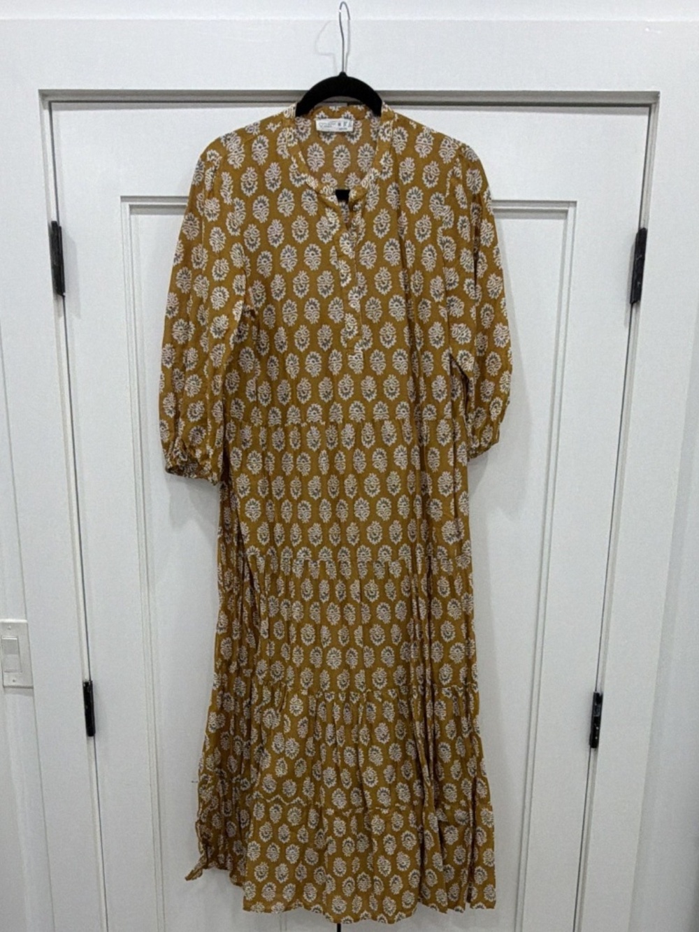 Primark Cares Women's Maxi Dress M Brown White Floral Collared Button-Front